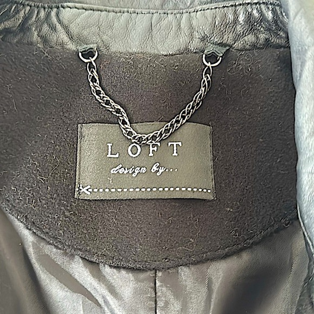 Black Heavy Cotton and Leather Blazer - Picture 6 of 8